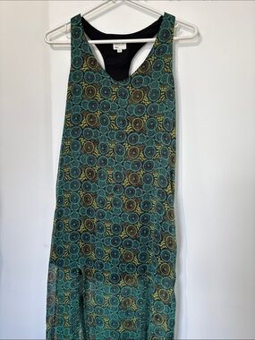 RVCA Teal and Yellow Patterned Maxi Dress